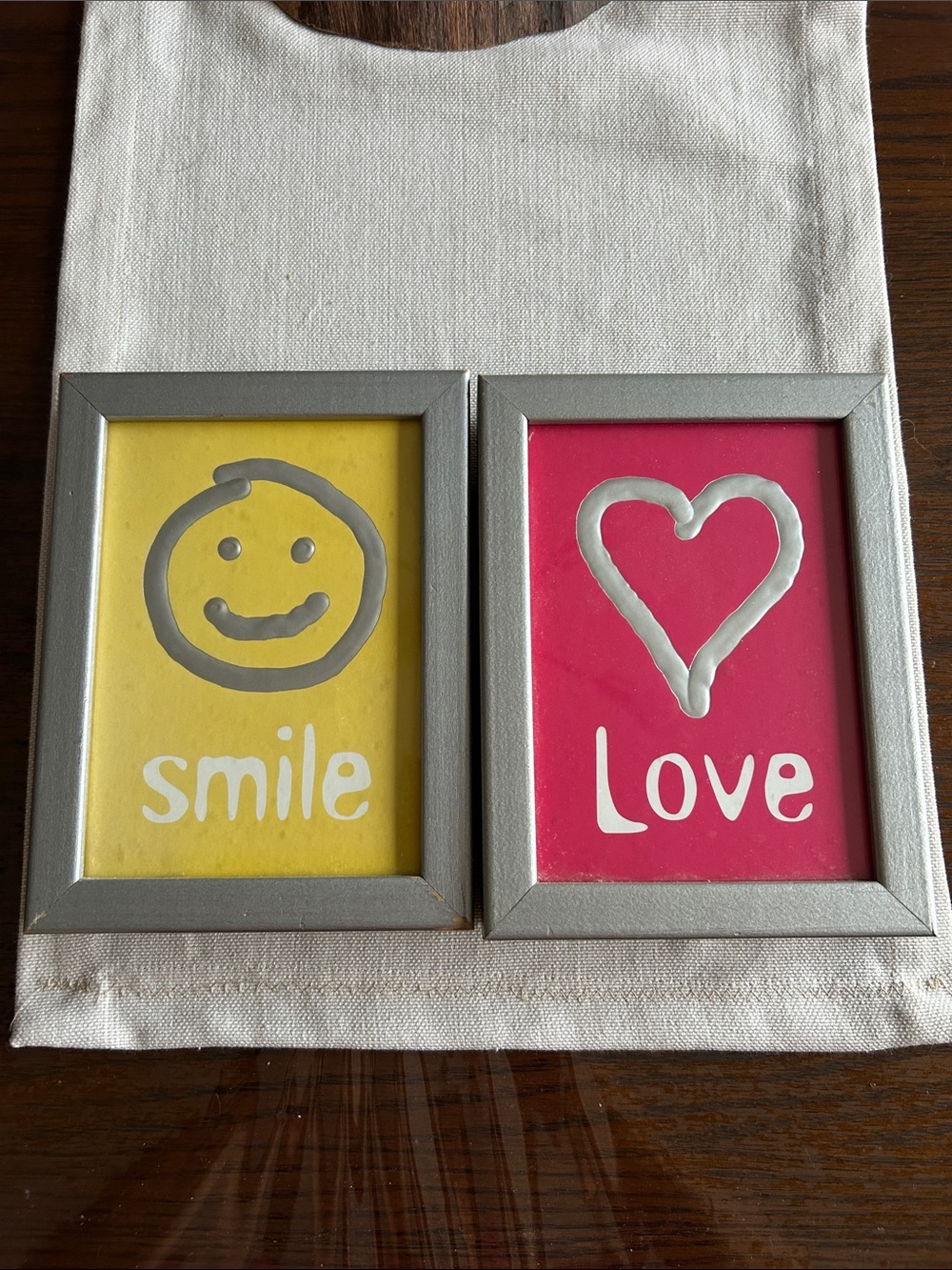 Smile & Love Decorative Wall Frames - Yellow and Pink
